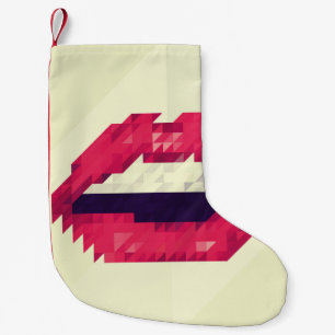 Röd läppar av små trianglar, pixelfartyg,pi liten julstrumpa