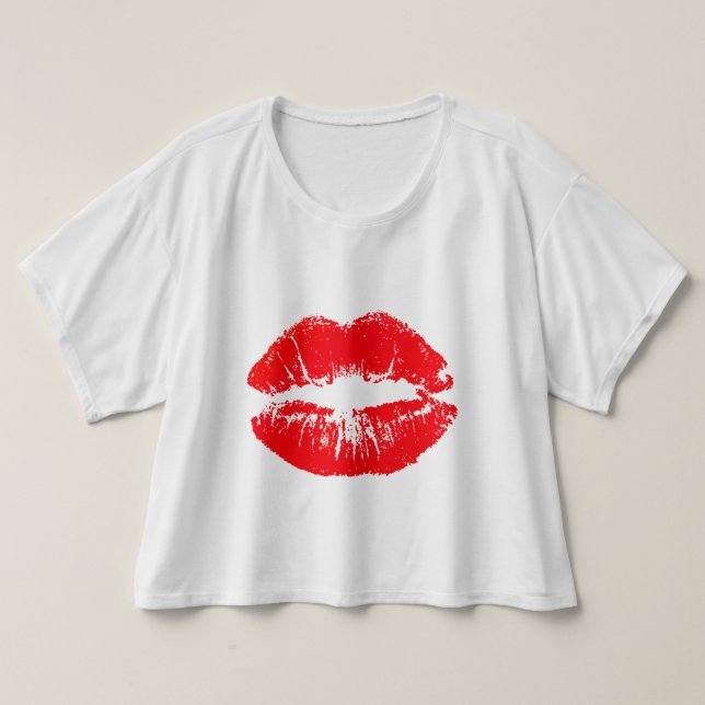 Röd läppar för vektor tee shirt (Design framsida)