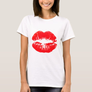 Röd läppar för vektor tee shirt