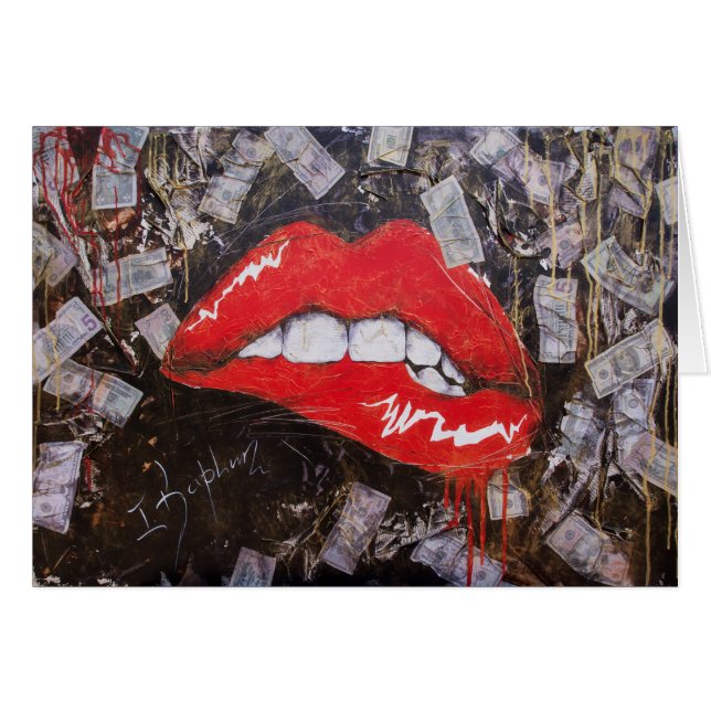 Röd läppar hälsningskort (Framsidan Horizontal)