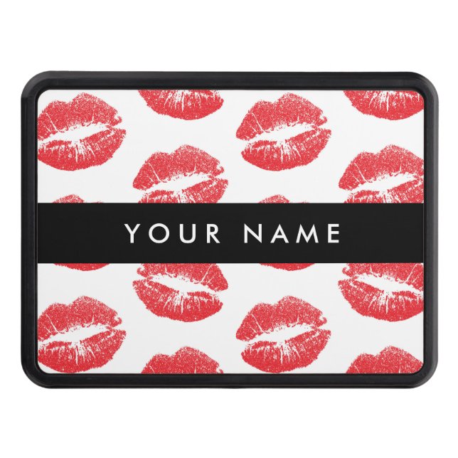 Röd Läppar, kyss, läppstift, ditt namn, anpassa di Dragkroksskydd (Framsidan)