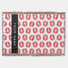 Röd Läppar, kyss, läppstift, ditt namn, anpassa di Filt