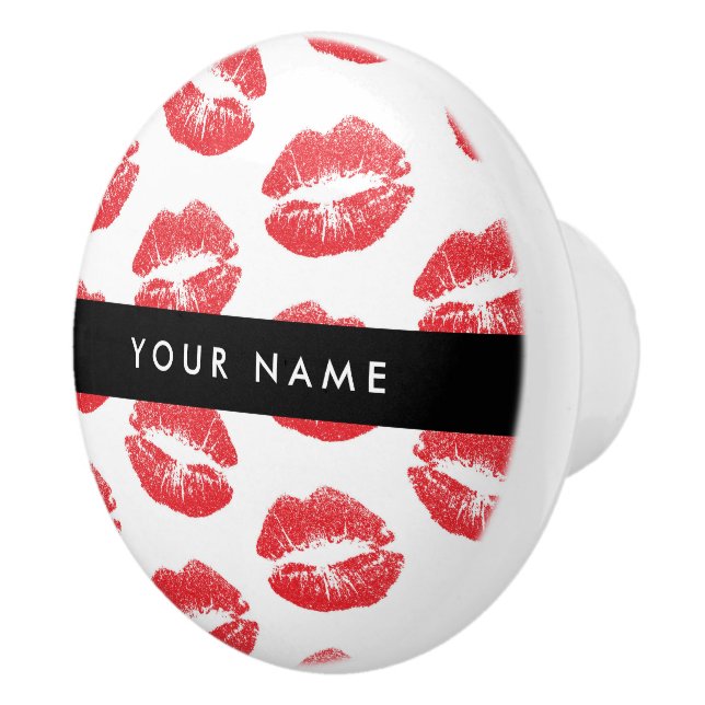 Röd Läppar, kyss, läppstift, ditt namn, anpassa di Knopp (Höger)