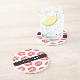 Röd Läppar, kyss, läppstift, ditt namn, anpassa di Underlägg