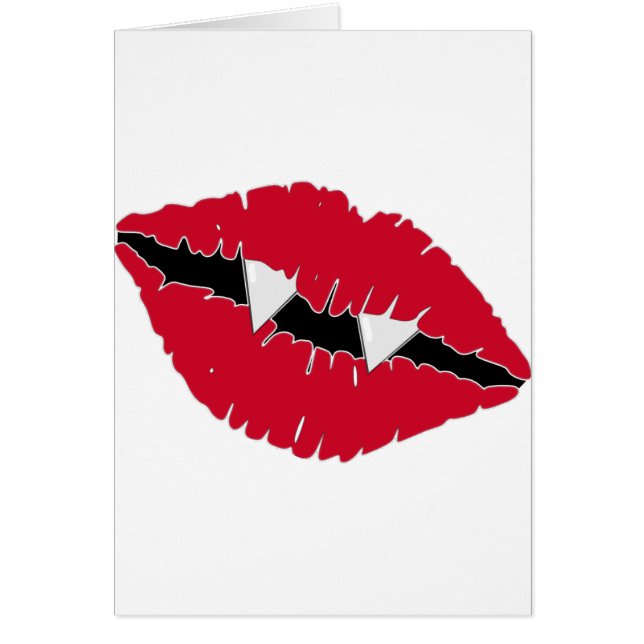 Röd läppar och huggtänder hälsningskort (Framsidan)