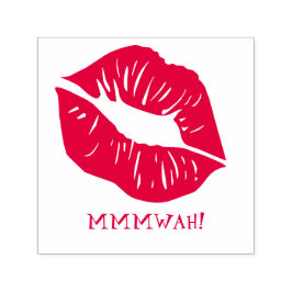 Röd Läppar Personlig Text Självfärgande Stämpel