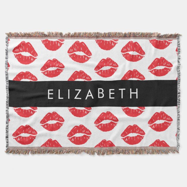 Röd Läppar, röd läpppstick, Mönster av Läppar, dit Filt (Framsidan)