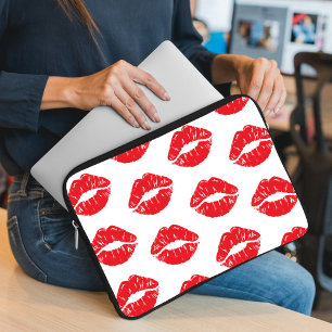 Röd Läppar, röd läppstift, kyss, Mönster i Läppar Laptop Fodral