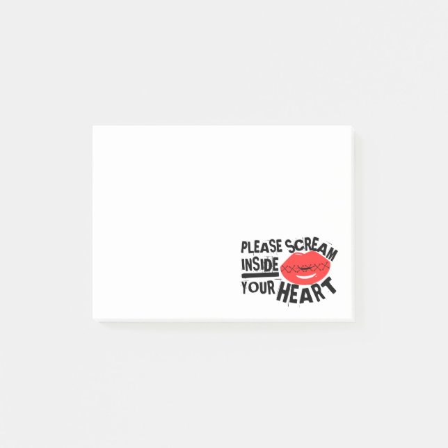 Röd Läppar Skräm i hjärtat Ljust Post-it Block (Framsida)
