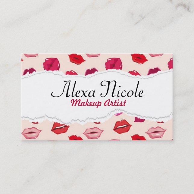Röd läpparvisitkort visitkort (Framsida)