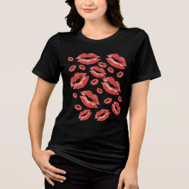 Röd Läppavtryck Flirtig Kul T Shirt