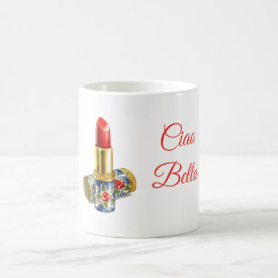 Röd läppstift Blommig Ciao Bella (hej vacker) Kaffemugg
