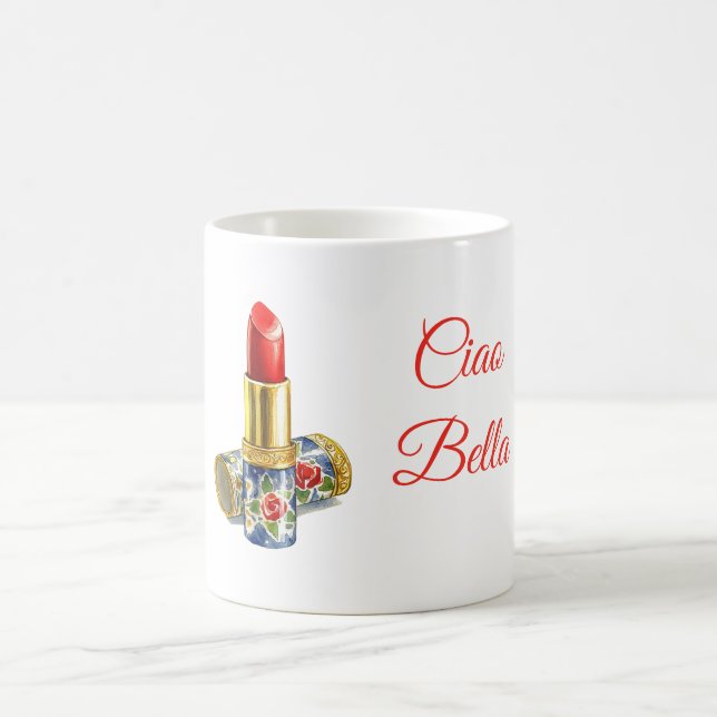 Röd läppstift Blommig Ciao Bella (hej vacker) Kaffemugg (Center)