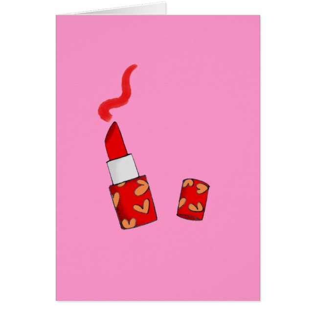 Röd läppstift hälsningskort (Framsidan)