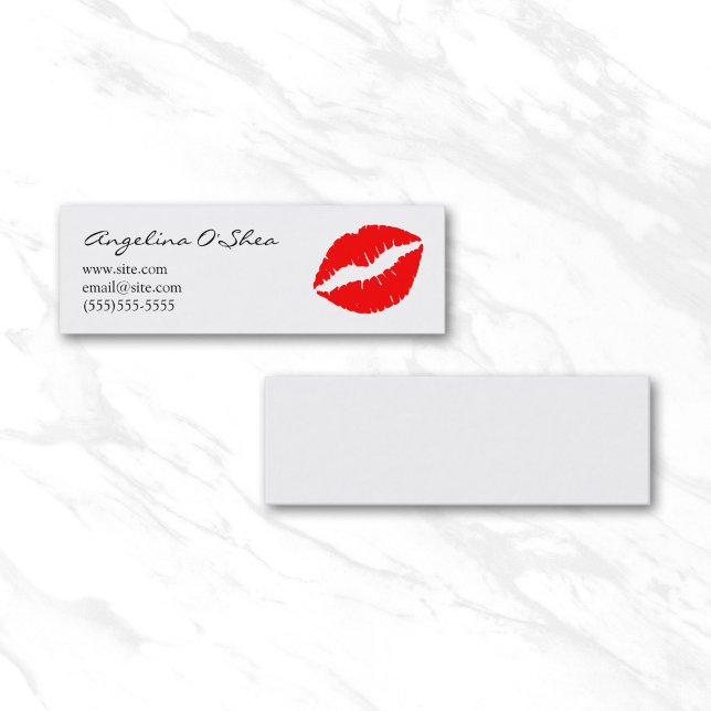 Röd läppstift mini visitkort (Red Lipstick Skinny Business Card)