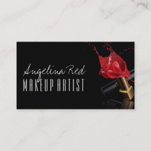 Röd läppstift Stänk Makeup Artist Skönhetssalong Visitkort