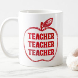 Röd lärare Äpple Kontur Tacksamhet Stolthet Gåva Kaffemugg