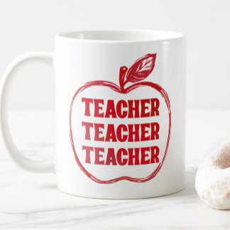 Röd lärare Äpple Kontur Tacksamhet Stolthet Gåva Kaffemugg