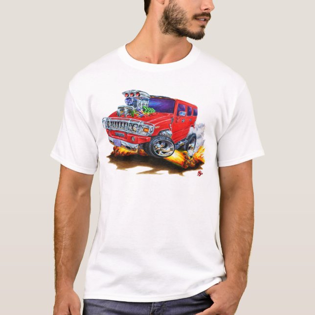 Röd lastbil för Hummer H2 Tee Shirt (Framsida)