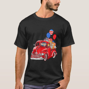 Röd Lastbil med katter 4:e juli-ballonkostym T Shirt