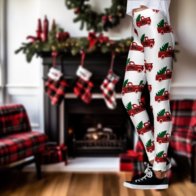 Röd lastbil och träd leggings (Skapare uppladdad)