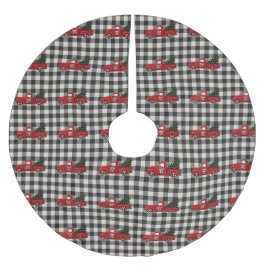 Röd lastbilsbuffel Plaid Trädtradition Julgransmatta Borstad Polyester