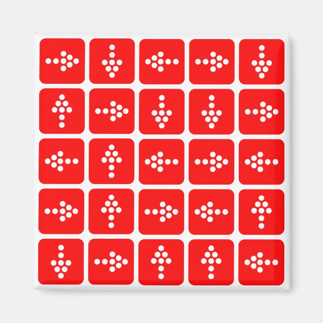 Röd LED-pilfyrkant Magnet (Framsidan)