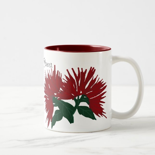Röd Lehua blommamugg Två-Tonad Mugg (Höger)