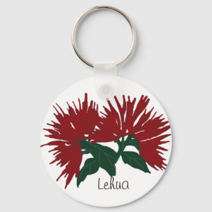 Röd Lehua blommanyckelring Nyckelring