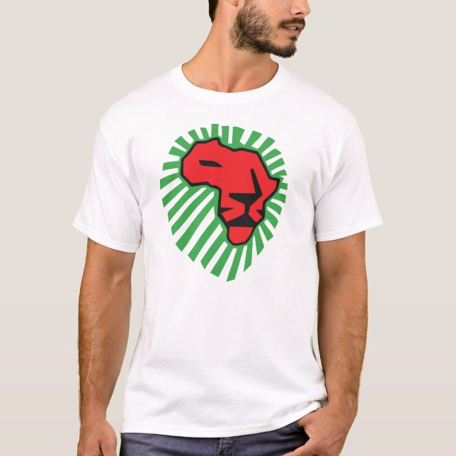 Röd lejon grön skjorta för ManeWaka Waka afrika T Shirt (Framsida)