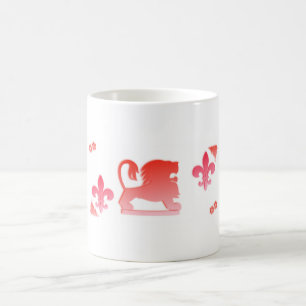 Röd lejon kung kaffemugg