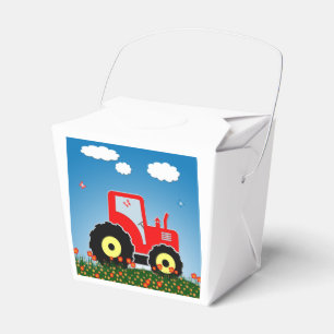 Röd leksaktraktor presentaskar
