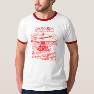 Röd Leonardo Da Vinci helikopter Tee