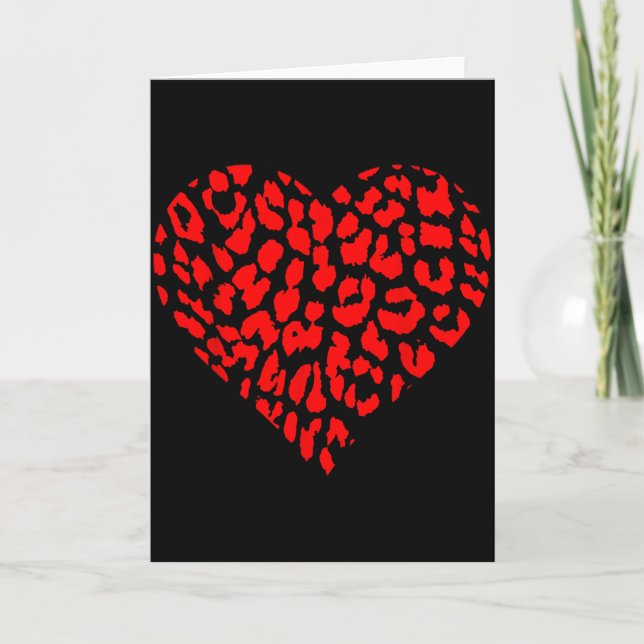 Röd Leopard Hjärtan Män Kvinnor Roligt Valentine P Kort (Framsida)