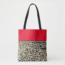 Röd leopard Tote bags