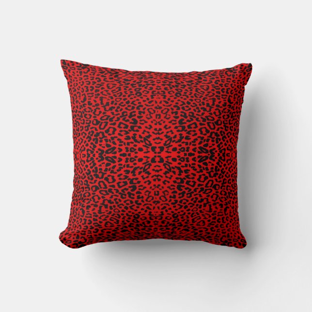 Röd Leopardabstraktdekorativ kudde (Framsida)