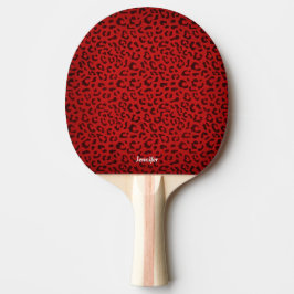 Röd leopardtryck ping pong paddel med namn pingisracket