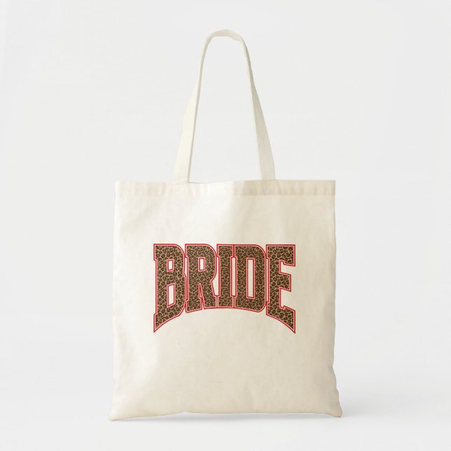 Röd + Leopardtryck Varsity BRUD Tygkasse (Framsidan)