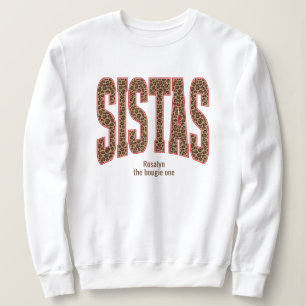 Röd + Leopardyck vare sig universitets- SISTAS T Shirt