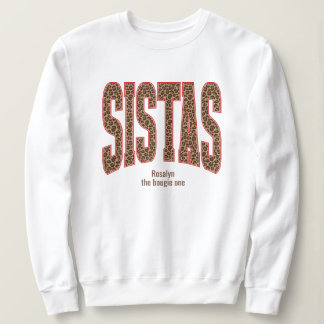 Röd + Leopardyck vare sig universitets- SISTAS T Shirt