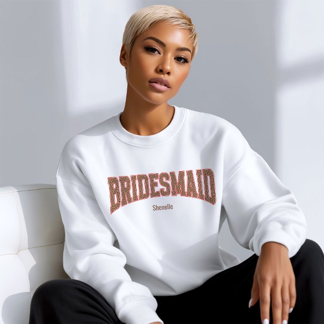 Röd + Leopardycktryck Varsity BRUDJUNGFRU T Shirt (Personalize with names, dates, locations or events)