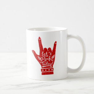 Röd Lets Rock Idag Hand Pose Grunge Mugg