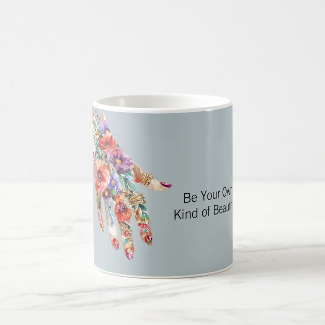 Röd Lila Blommig Trädgård Hand Kaffemugg (Center)