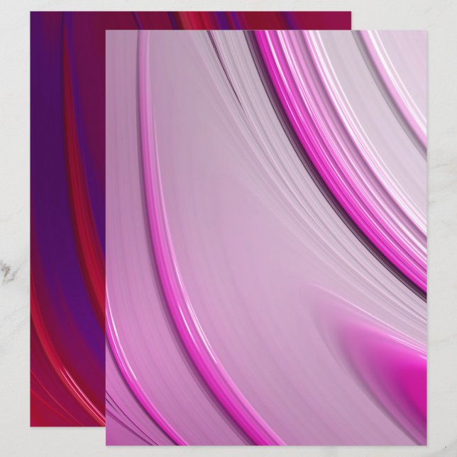 Röd Lila Rosa Ombre Fraktal Scrapbookpapper (Fram/baksida)