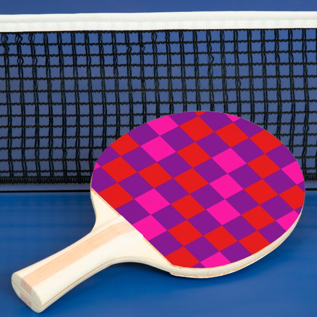 Röd Lila Rosa Rutig Mönsterdesign  Pingisracket (Insitu)