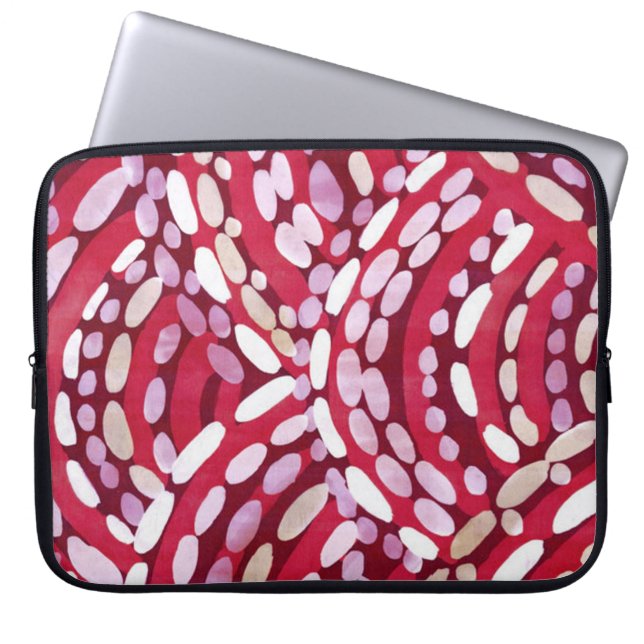 Röd lila vit halvcirkel punkt laptop sleeve (Framsidan)