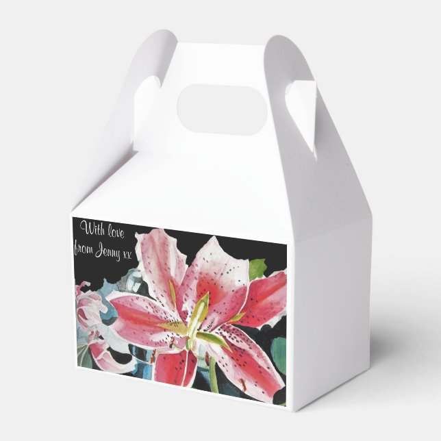 Röd Lilja Blommig Tekakpartaj Favorslåda Presentaskar (Framsidan Sidan)