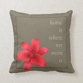 Röd lilja för blomma för mamma kudde