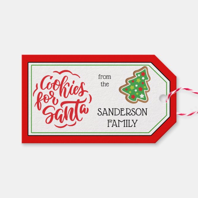 Röd |Lime Sprinkle och Choc Chip Cookies for Santa Presentetikett (Framsidan (Horizontal))