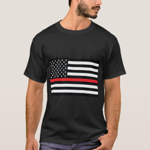 Röd linje flagga, amerikansk flagga med röd rand t shirt